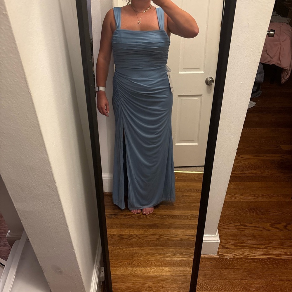 Azazie Jesaphine Dress Steel Blue